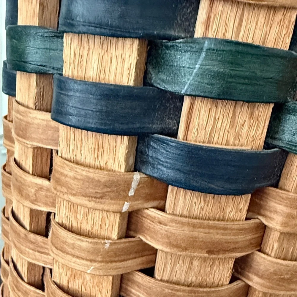 Longaberger Inspired Umbrella Basket with Brown and Green/Blue Weave